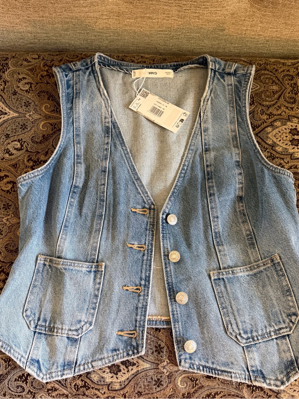 Mango Light Blue Denim Vest